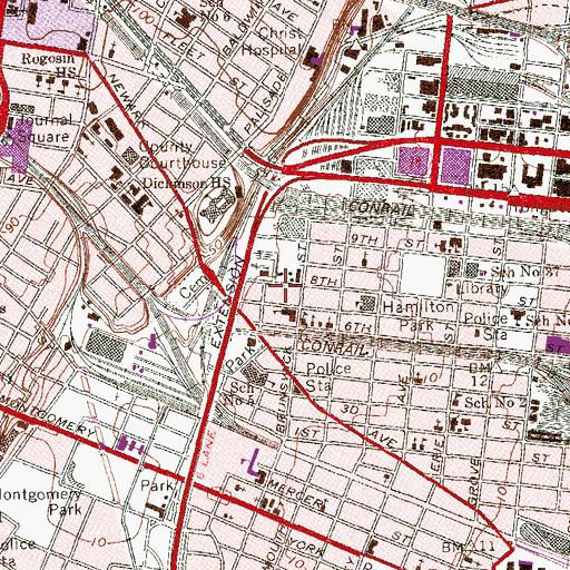Topographic Map of Amcare Ambulance Service, NJ