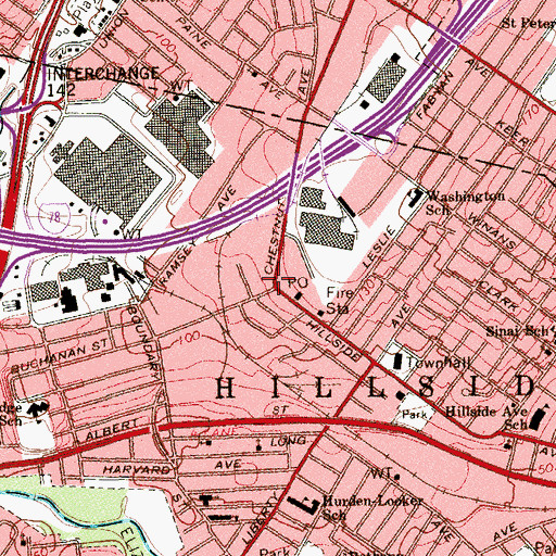 Topographic Map of On Call Invalid Coach - Ambulance Service, NJ