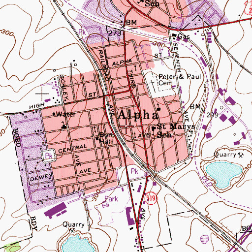 Topographic Map of Phillipsburg Emergency Squad Building, NJ