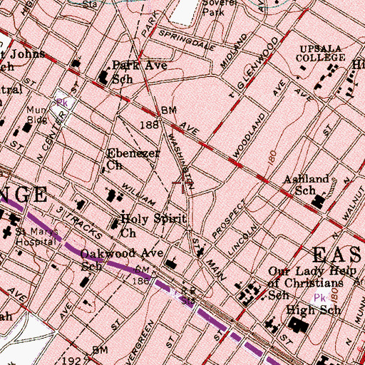 Topographic Map of Dawn Invalid Coach and Ambulance Service, NJ