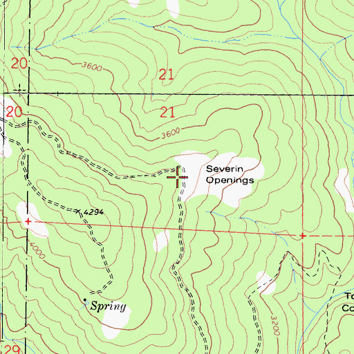 Topographic Map of Severin Openings, CA