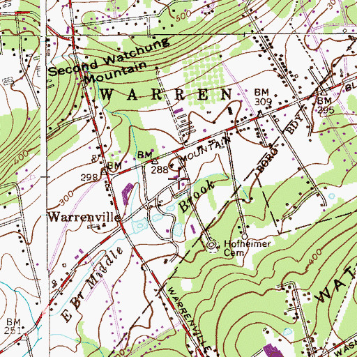 Topographic Map of Warren Township Rescue Squad, NJ