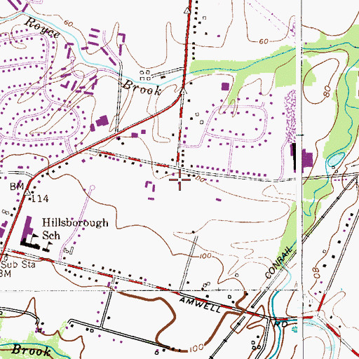 Topographic Map of Hillsborough Emergency Medical Services Station 2, NJ