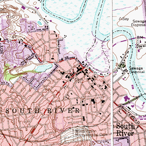 Topographic Map of South River Rescue Squad, NJ