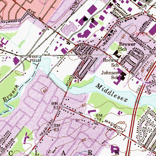 Topographic Map of Clark Volunteer Emergency Squad, NJ