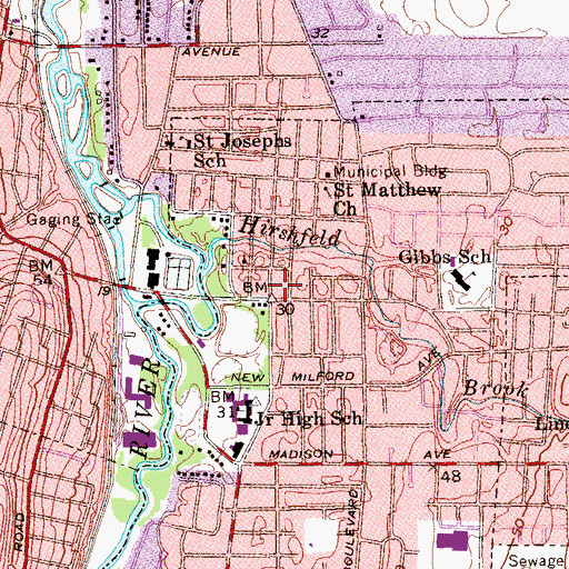 Topographic Map of New Milford Volunteer Ambulance Corp, NJ