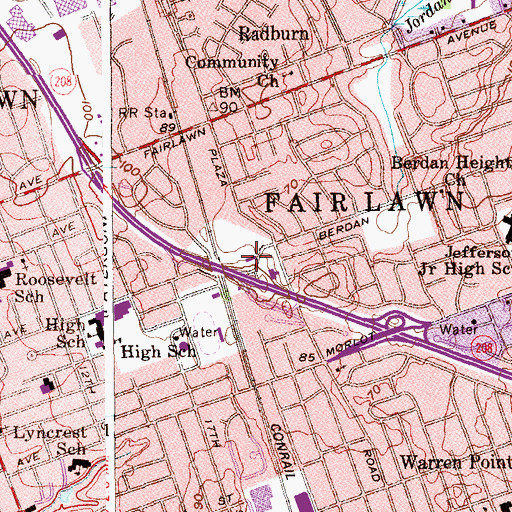 Topographic Map of Fair Lawn Volunteer Ambulance Corporation, NJ