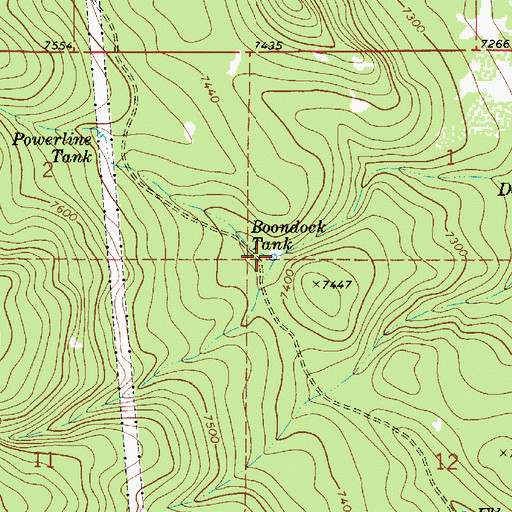Topographic Map of Boondock Tank, AZ