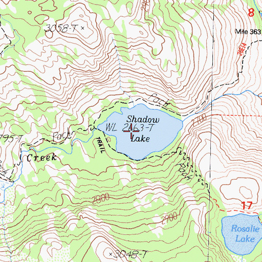 Topographic Map of Shadow Lake, CA