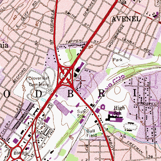 Topographic Map of Sunny Transportation Service, NJ