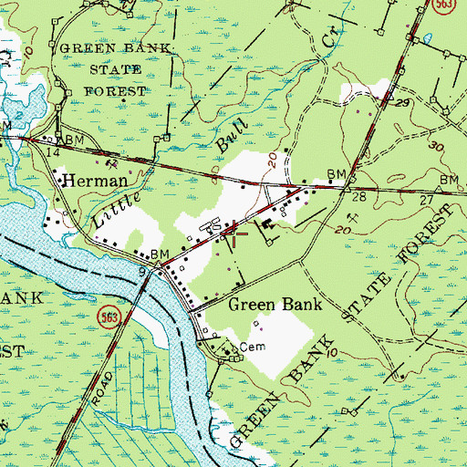 Topographic Map of Green Bank Volunteer Ambulance Company, NJ