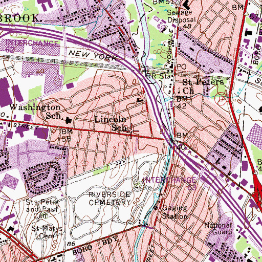 Topographic Map of Saddle Brook Ambulance Corps, NJ