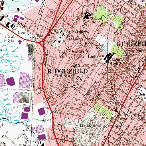 Topographic Map of Ridgefield Ambulance Corps, NJ