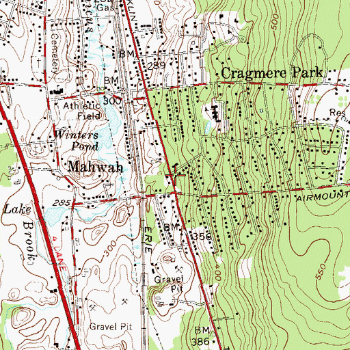 Topographic Map of Mahwah Ambulance Service North Station, NJ