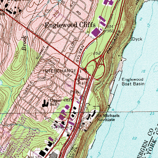 Topographic Map of Volunteer Ambulance Corps of Englewood Cliffs, NJ