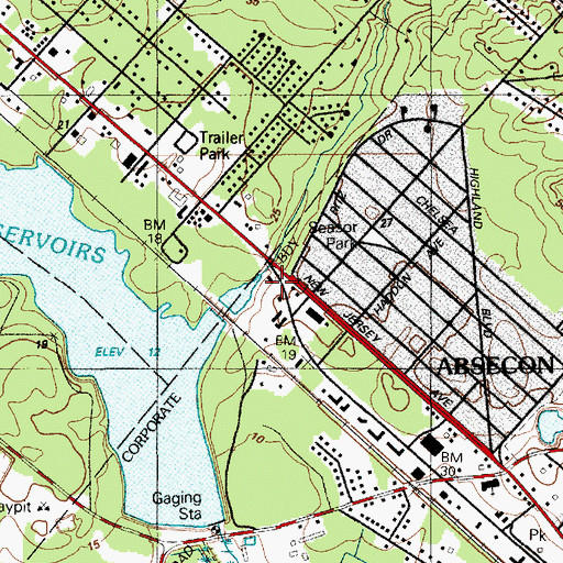 Topographic Map of SENIOR Transportation, NJ