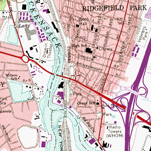 Topographic Map of Ridgefield Park Volunteer Ambulance Services, NJ