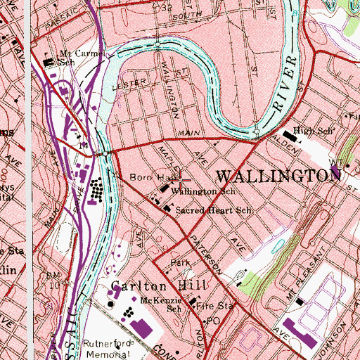 Topographic Map of Wallington Emergency Squad, NJ