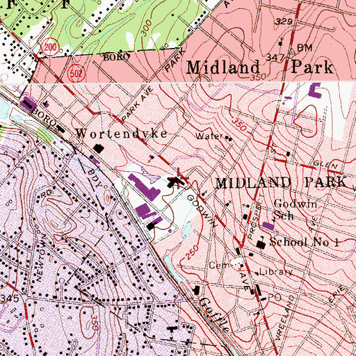 Topographic Map of Midland Park Volunteer Ambulance Corps, NJ
