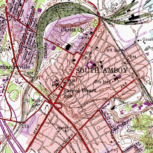 Topographic Map of South Amboy First Aid Squad, NJ