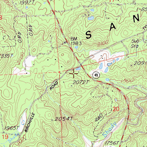 Topographic Map of Shady Creek Fire Camp, CA