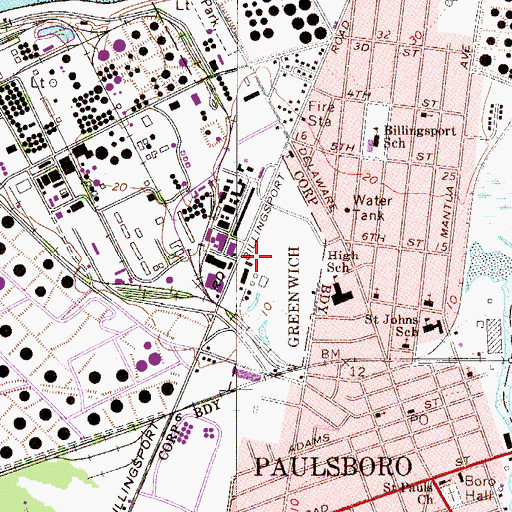 Topographic Map of PBF Energy - Paulsboro Refinery Ambulance, NJ