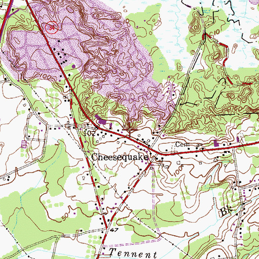 Topographic Map of Cheesequake Volunteer First Aid Squad, NJ