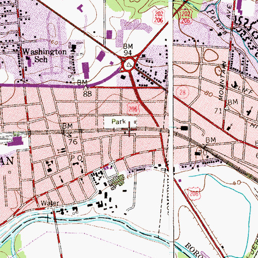 Topographic Map of Somerville First Aid Station - Ambulance Service, NJ