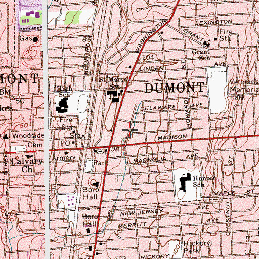 Topographic Map of Dumont Volunteer Ambulance Corps, NJ