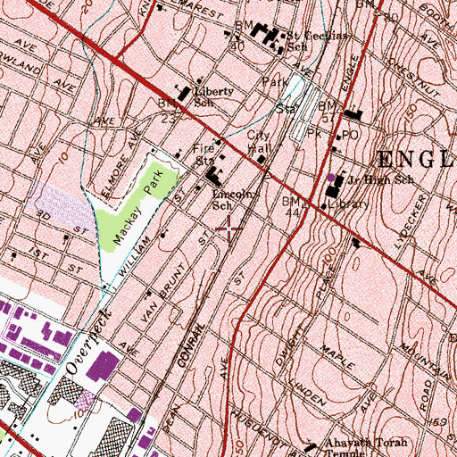 Topographic Map of Englewood Volunteer Ambulance, NJ