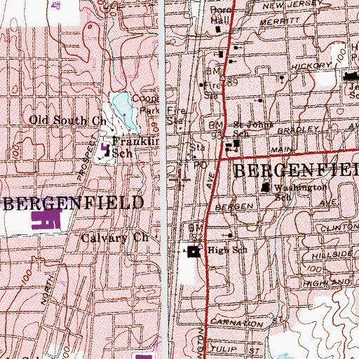 Topographic Map of Bergenfield Volunteer Ambulance Corps, NJ