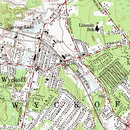Topographic Map of Wyckoff Volunteer Ambulance Corps, NJ