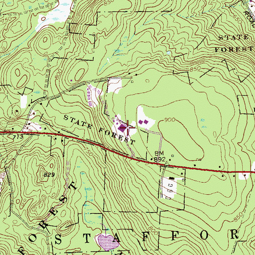 Topographic Map of Johnson Memorial Hospital, CT