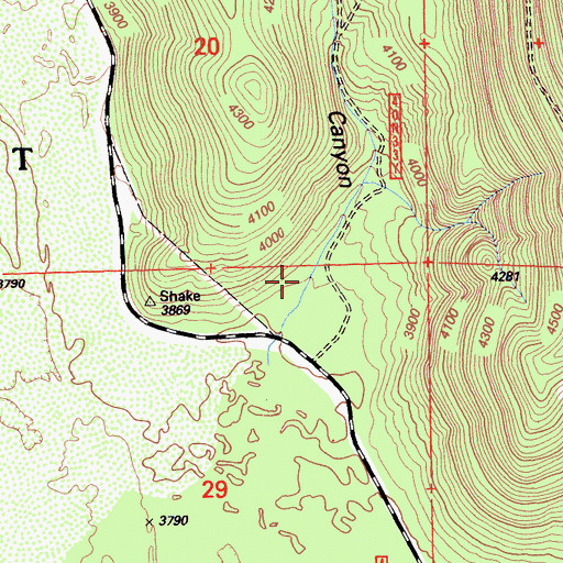Topographic Map of Shake Canyon, CA