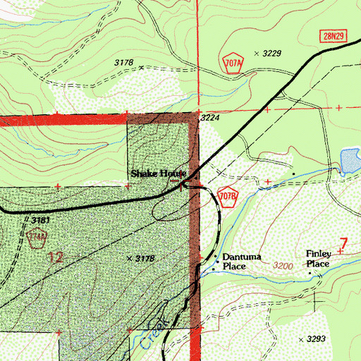 Topographic Map of Shake House, CA