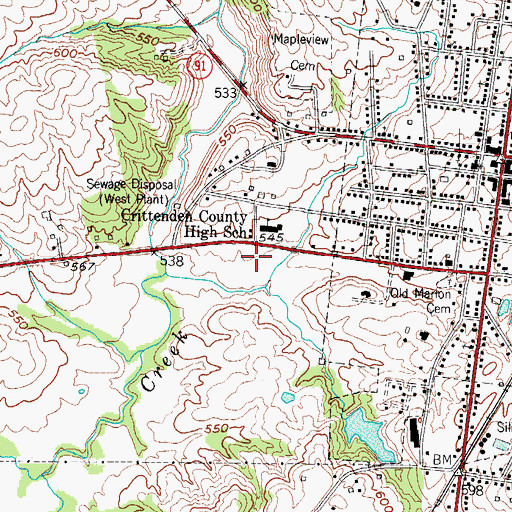 Topographic Map of Crittenden County Hospital, KY