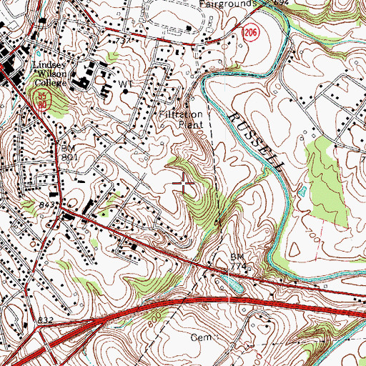 Topographic Map of Westlake Regional Hospital, KY