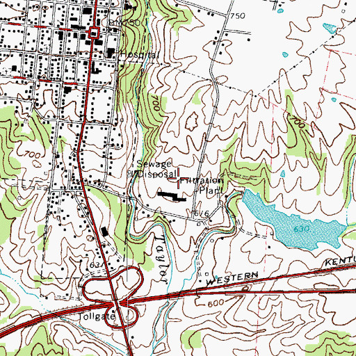 Topographic Map of Twin Lakes Regional Medical Center, KY