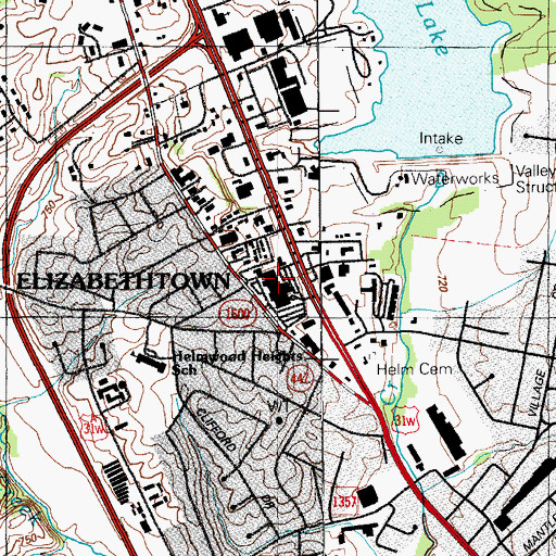 Topographic Map of Hardin Memorial Hospital, KY