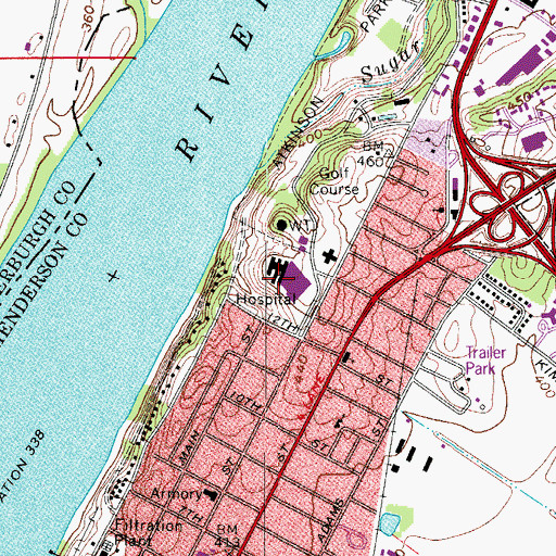 Topographic Map of Methodist Hospital, KY