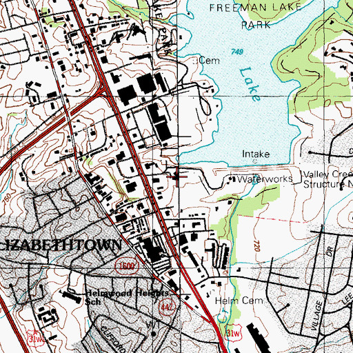 Topographic Map of HealthSouth Lakeview Rehabilitation Hospital, KY