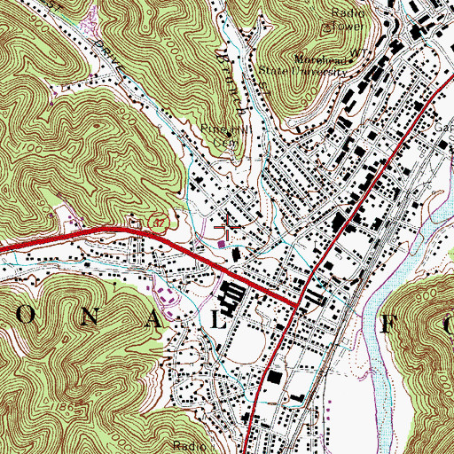 Topographic Map of Saint Claire Regional Medical Center, KY
