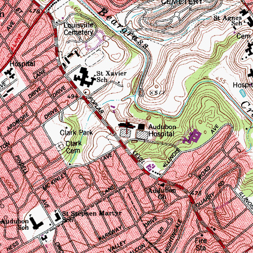 Topographic Map of Norton Audubon Hospital, KY