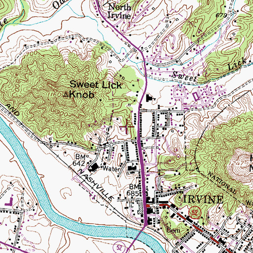 Topographic Map of Marcum and Wallace Memorial Hospital, KY
