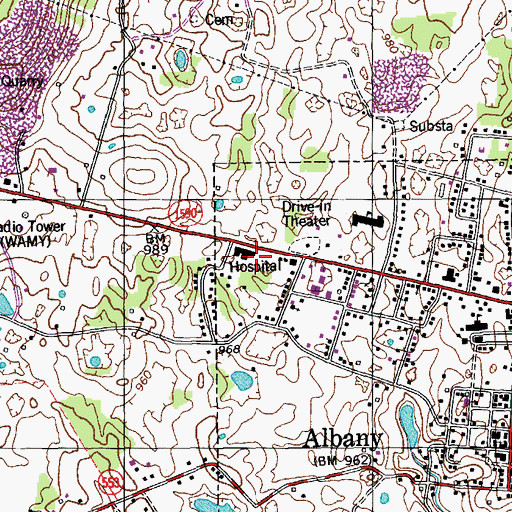 Topographic Map of The Medical Center at Albany, KY