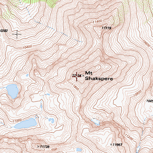Topographic Map of Mount Shakspere, CA