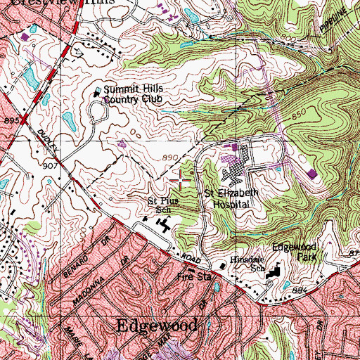 Topographic Map of HealthSouth Northern Kentucky Rehabilitation Hospital, KY
