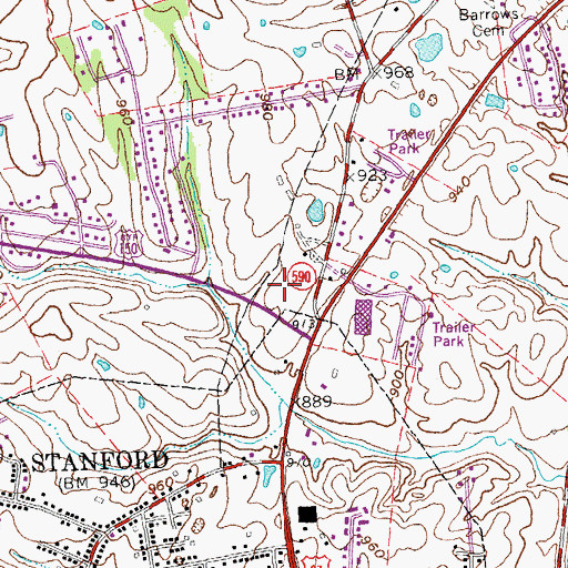 Topographic Map of Ephraim McDowell Fort Logan Hospital, KY