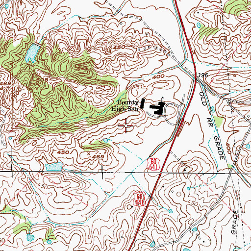 Topographic Map of Methodist Hospital Union County, KY