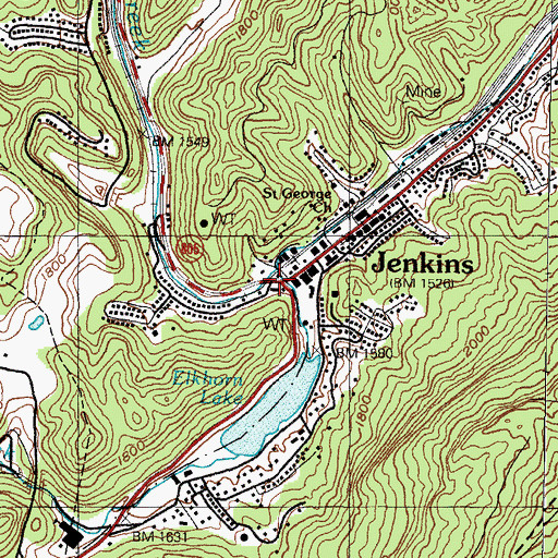 Topographic Map of Jenkins Community Hospital, KY
